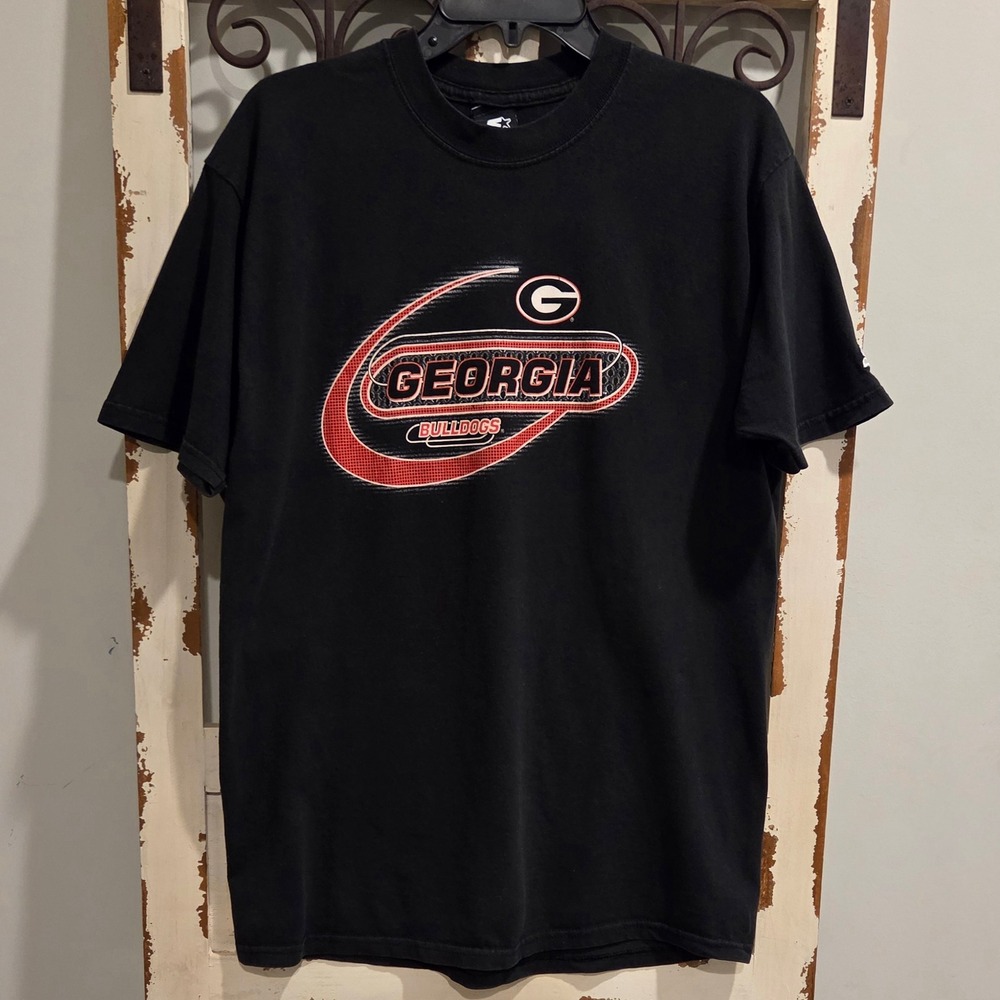 Vtg 90s Team Starter Georgia Bulldogs T-Shirt Black Men's Large UGA Distressed